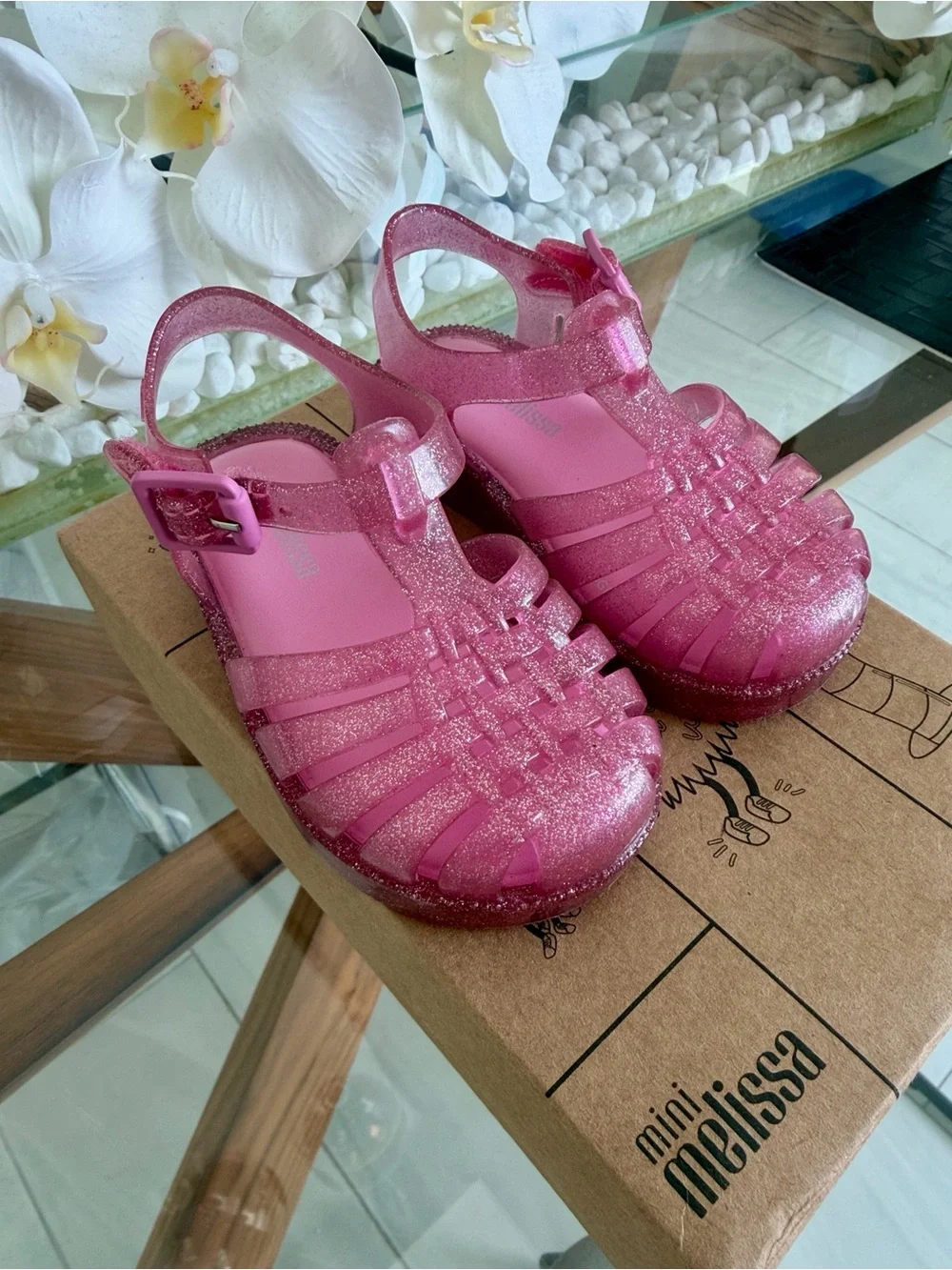 Mini Melissa Possesion Glitter Jelly Sandals 6